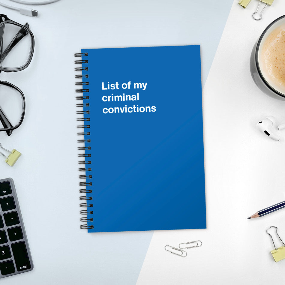 
                  
                    List of my criminal convictions | WTF Notebooks
                  
                