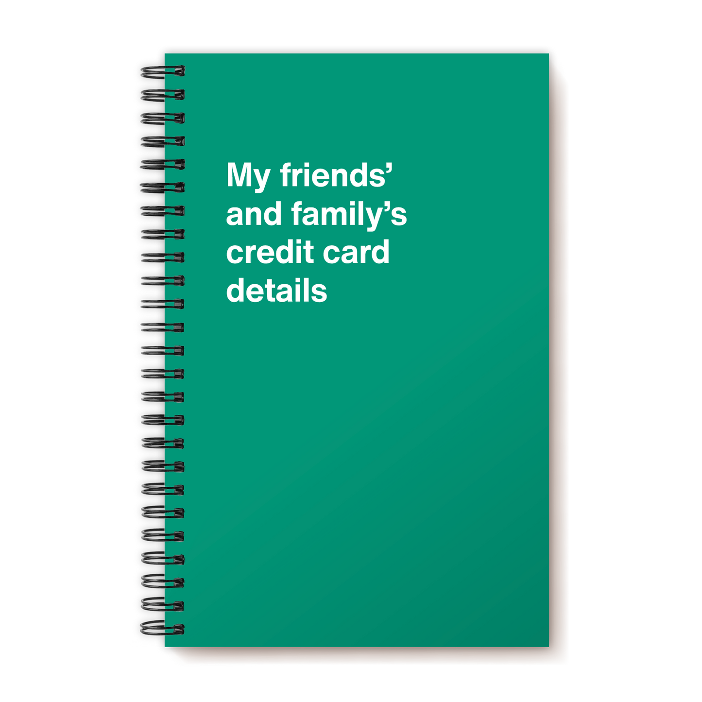My friends’ and family’s credit card details | WTF Notebooks
